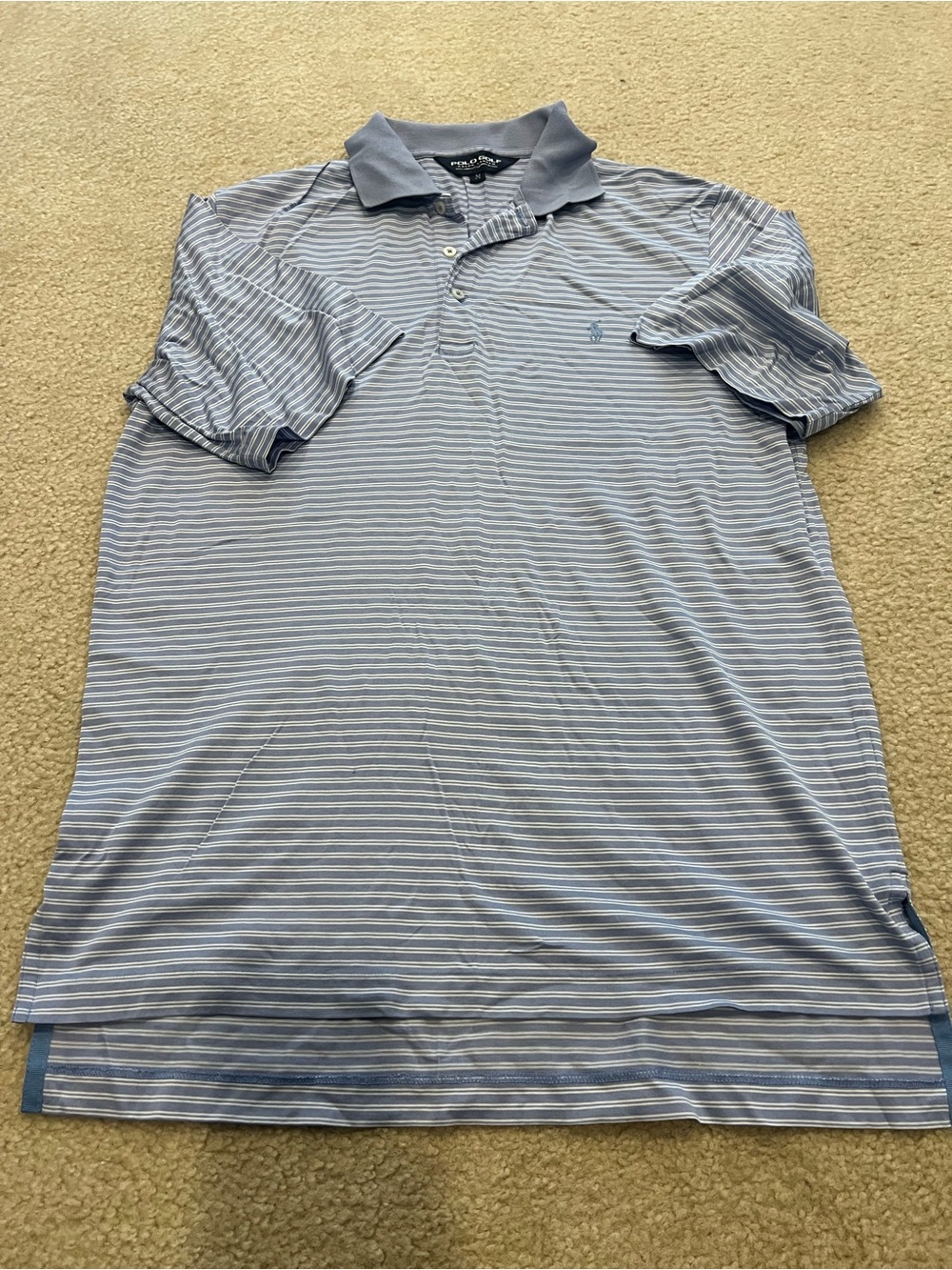 Polo Golf by Ralph Lauren Men's Light Blue Striped Polo Shirt - Classic Casual